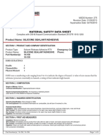 Material Safety Data Sheet: Product Name: Silicone Sealant/Adhesive