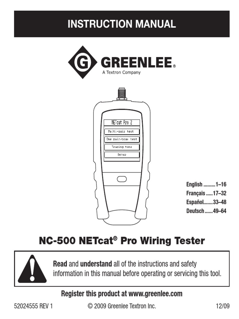 Instruction Manual: Nc-500 Netcat Pro Wiring Tester | PDF | Touchscreen ...