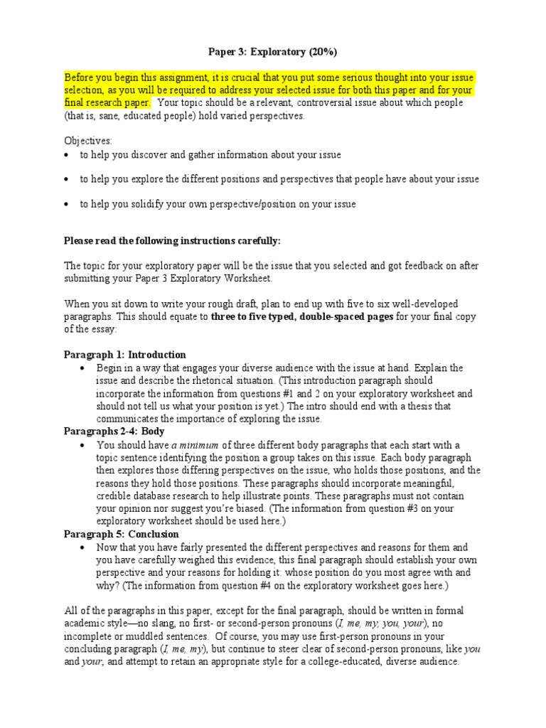 Exploratory Essay New Paper3 Odt Pdf Turnitin Essays