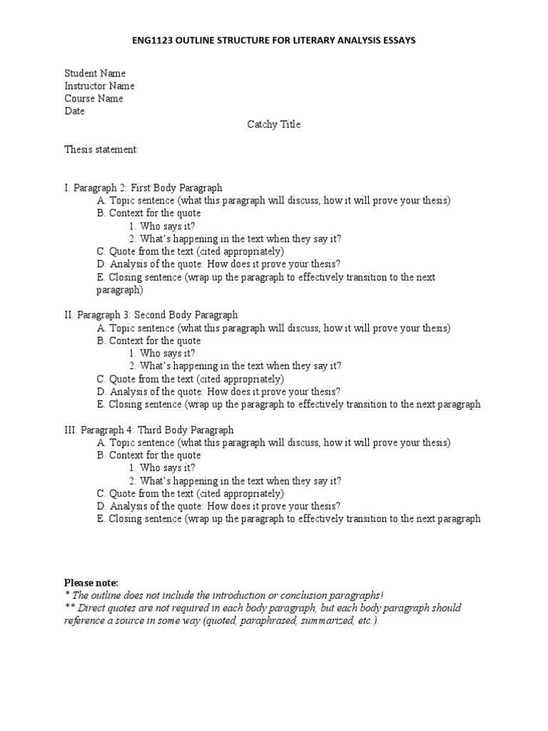 ENG1123 Outline and Essay Structure Guide | PDF | Essays | Argument
