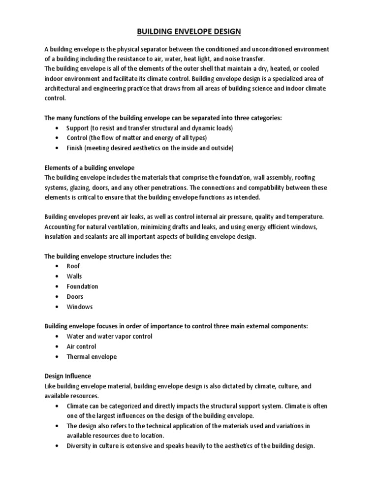 The Key Elements and Functions of Building Envelope Design PDF
