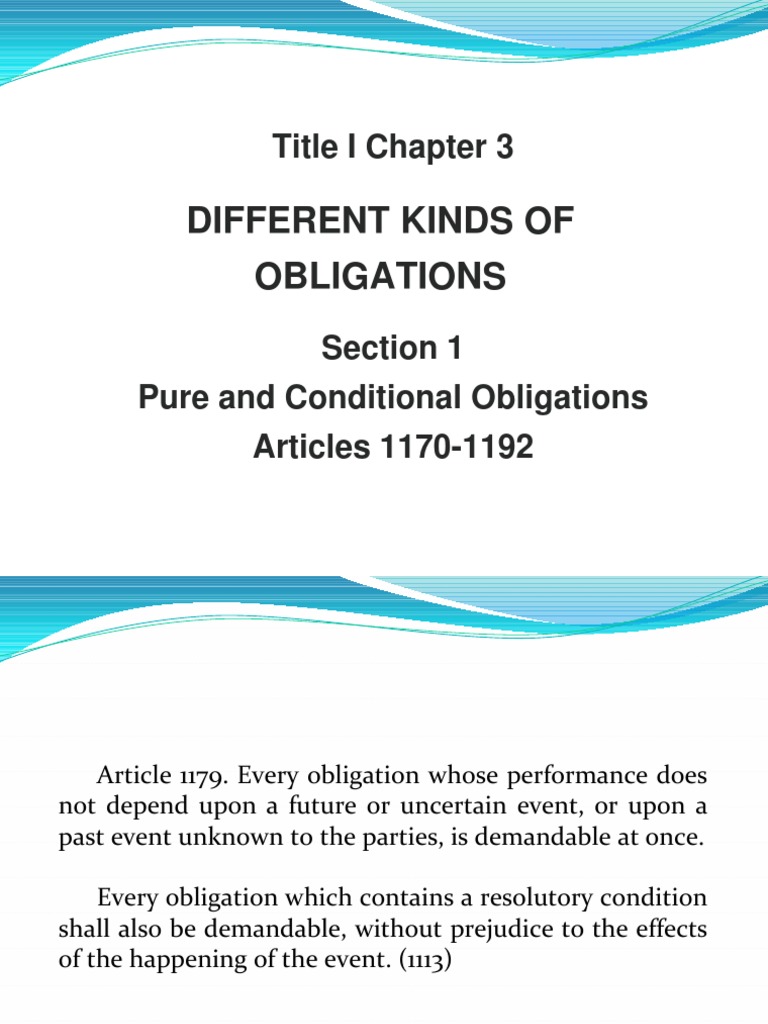 Pure And Conditional Obligations – CCLPID