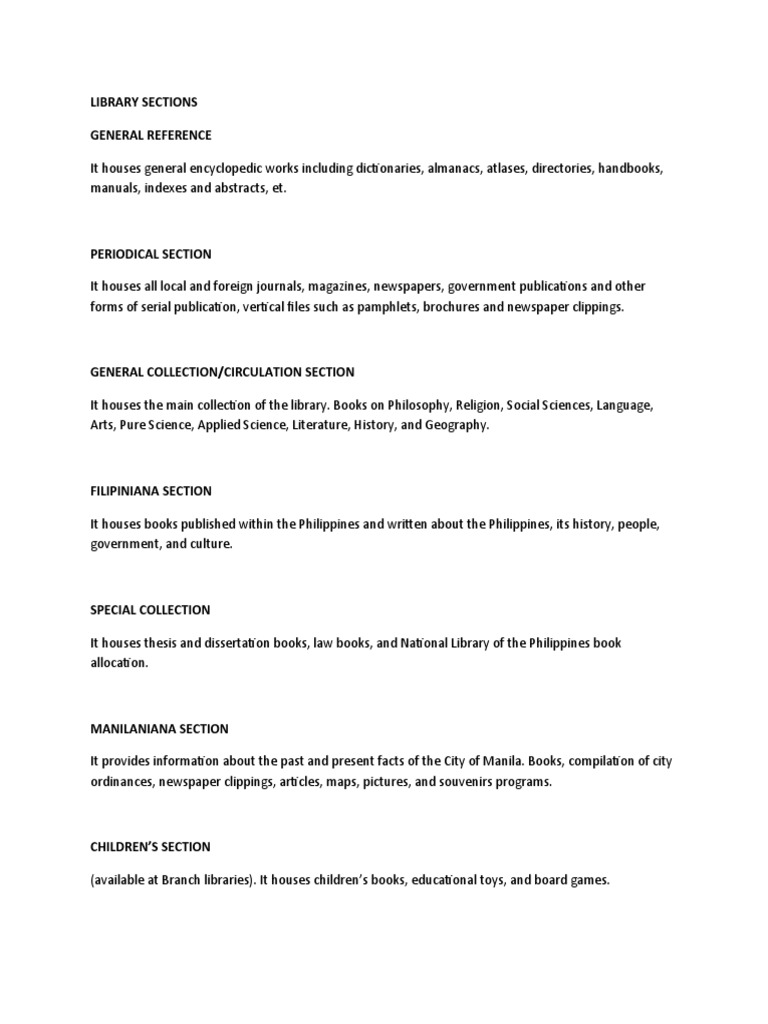 Library Sections General Reference | PDF