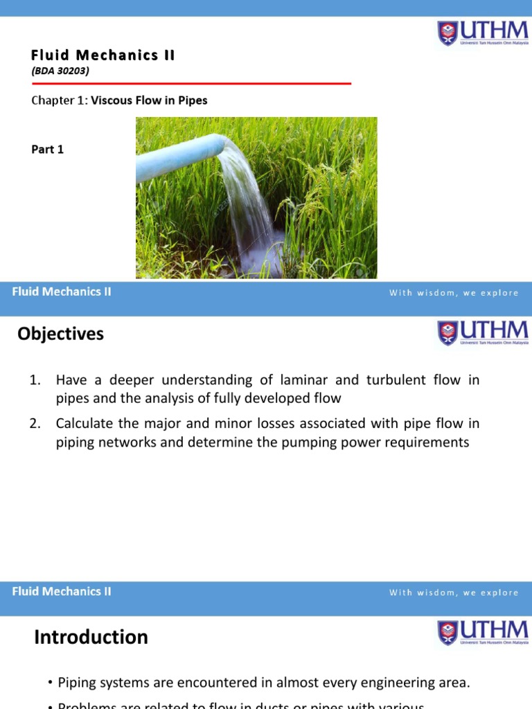 Viscous Flow Dynamics in Pipes | PDF | Fluid Dynamics | Fluid Mechanics
