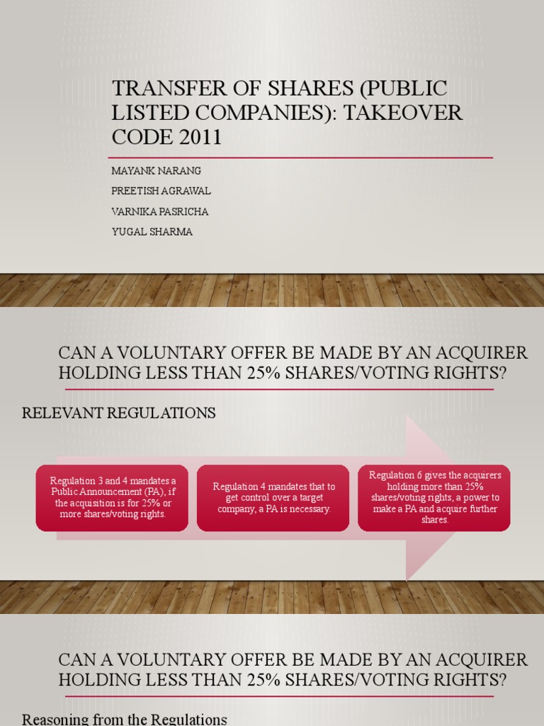 Transfer of Shares (Public Listed Companies) | PDF | Takeover ...