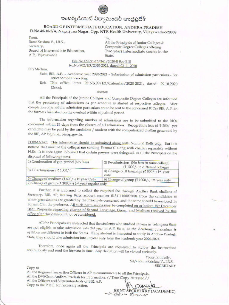 Inter Admissions | PDF