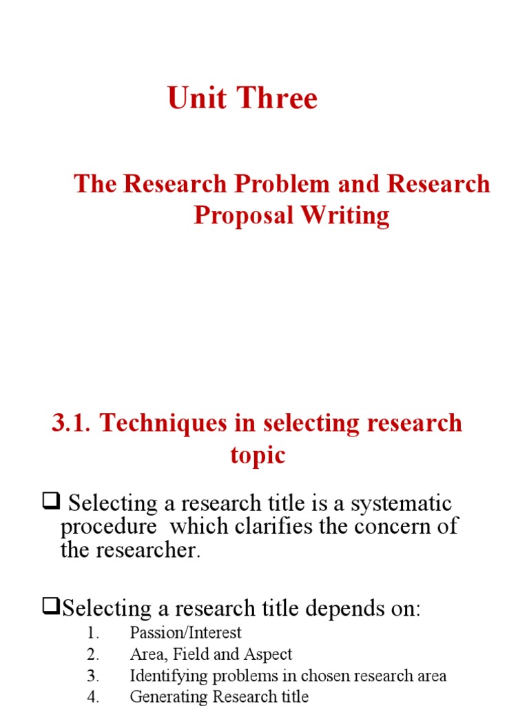 Chapter 3 (Research Problem & Proposal Writing) | PDF | Hypothesis ...