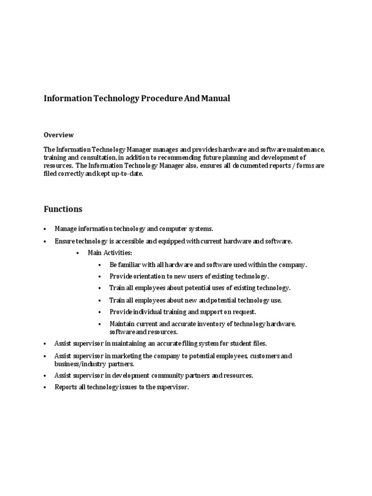 Information Technology Procedure and Manual | PDF | Blog | Internet
