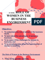 The Role of Women in The Business Environment: Prepared By: Marylo Angela G. Tan
