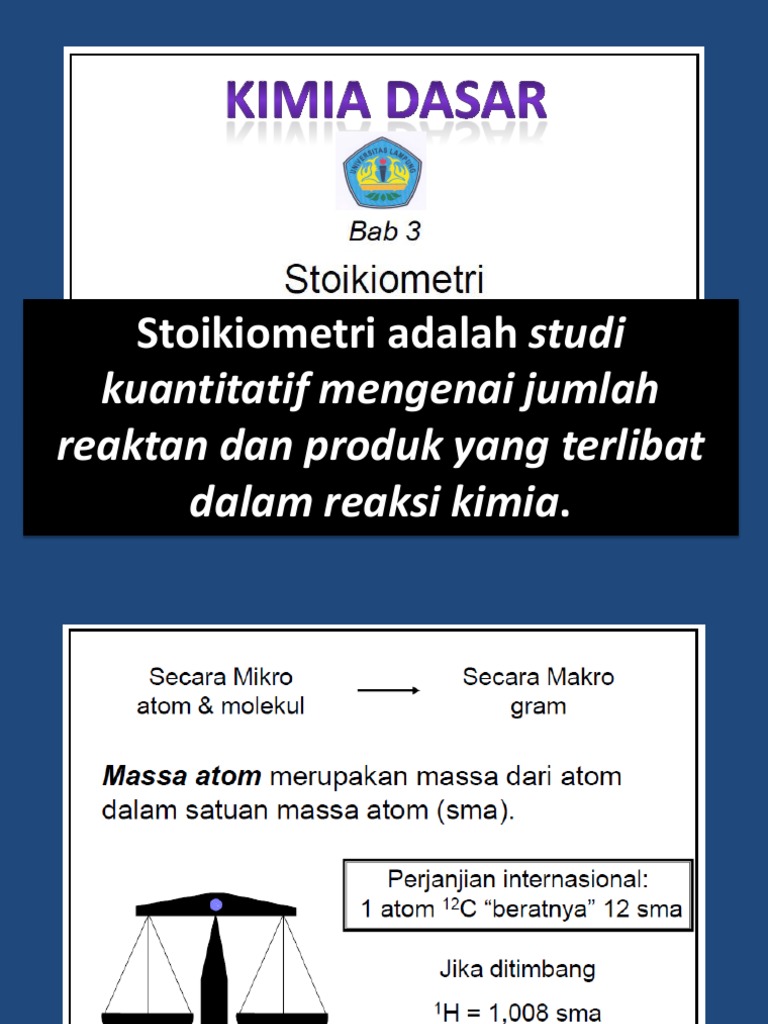 Bab 3 - Stoikiometri 2020 | PDF | Metode & Bahan Ajar | Sains & Matematika