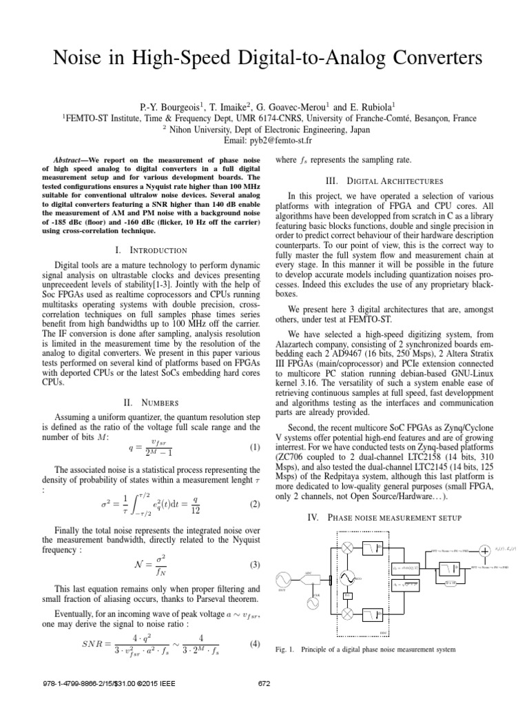 Noise in HighSpeed DigitaltoAnalog Converters P.Y. Bourgeois, T