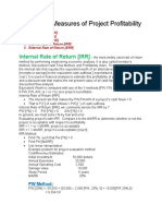 Equivalent Measures of Project Profitability: Internal Rate of Return (IRR)