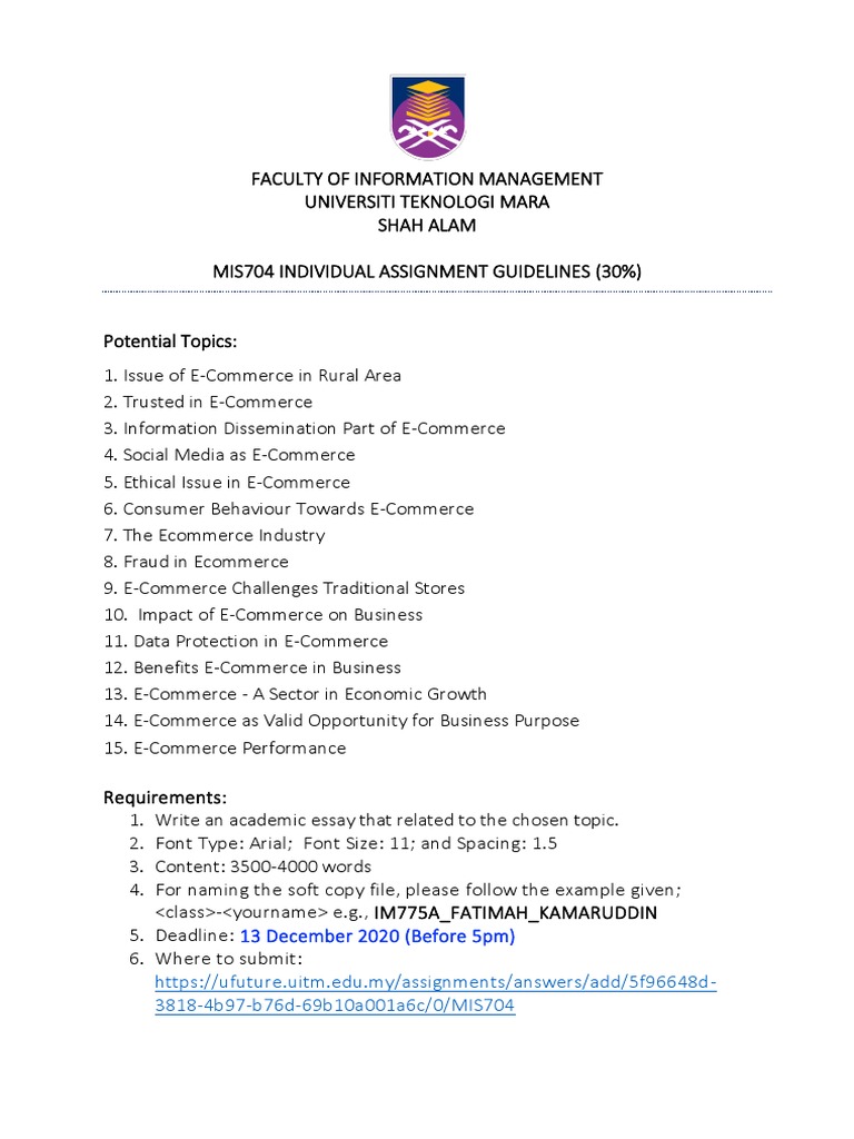 MIS704 E-Commerce Assignment Guide | PDF | E Commerce | Information