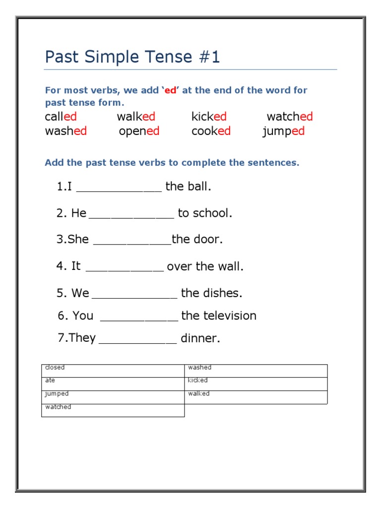 The past simple tense