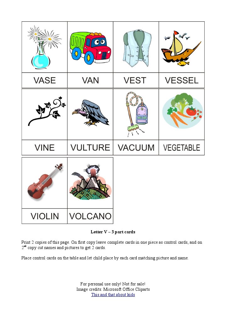 Letter V Matching Cards Activity | PDF