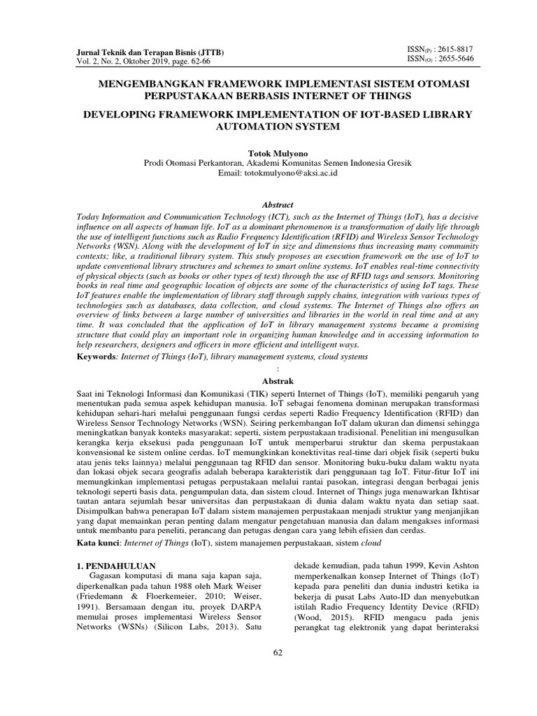 IoT-Based Library Automation Framework | PDF | Internet Of Things ...