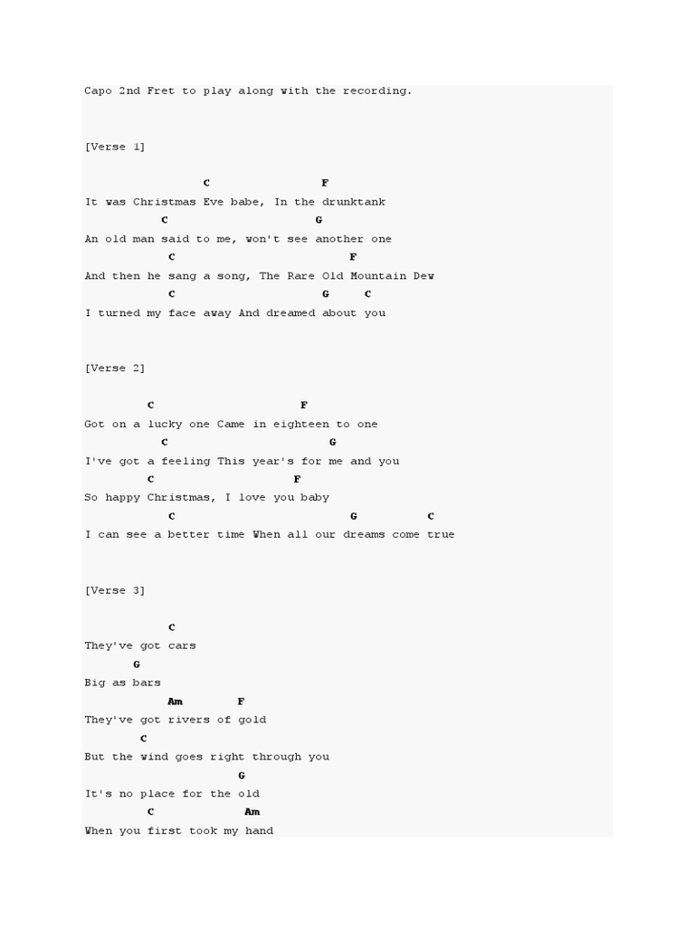 リ*ス様 POGUES Fairytale of New York Lyric Fairytale of New York Lyrics & Chords | PDF | Song Structure