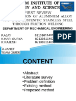 First Review: Investigation of Aluminium Alloy 7075 With Austenitic Stainless Steel Through Friction Welding