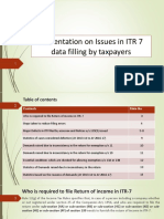 Presentation On Issues in ITR 7 Data Filling by Taxpayers