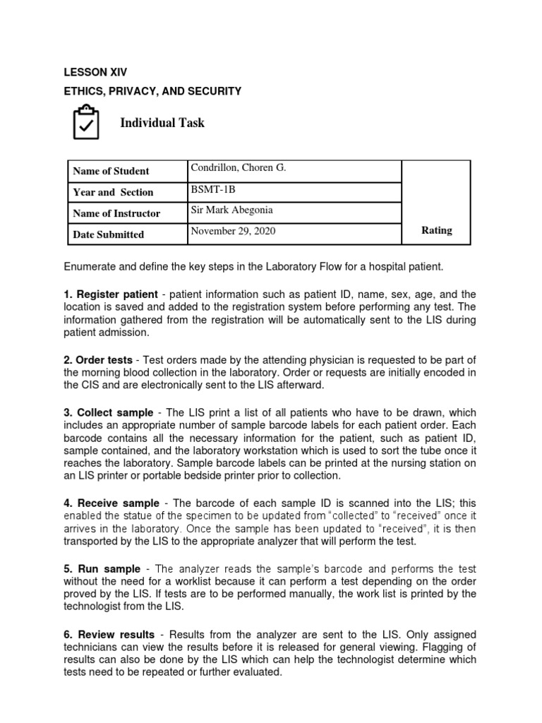 Laboratory Workflow for Patient Testing | PDF | Barcode | Patient