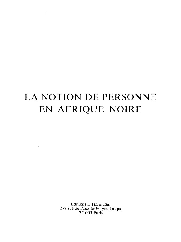 Les Rites En Afrique Noire Pdf La Notion de Personne en Afrique Noire PDF | PDF | Science | Science et  technologie