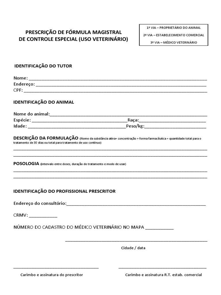 Word - Modelo Receita Controlada | PDF | Medicina Veterinária ...