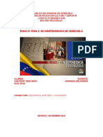 Ensayo Tema II. Independencia de Venezuela