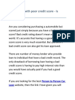 Car Finance With Poor Credit Score