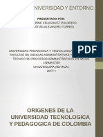 ORIGENES DE LA UNIVERSIDAD  TECNOLOGICA Y PEDAGOGICA DE COLOMBIA