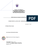 Department of Education: Certificateof Enrolment