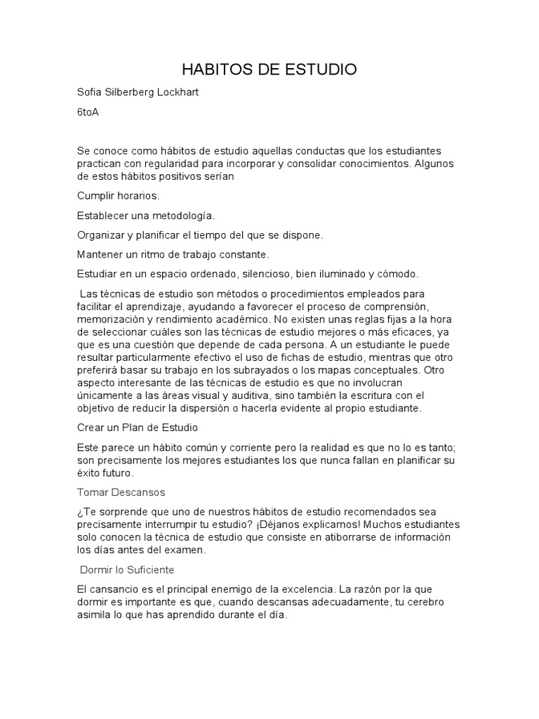 Habitos de Estudio | PDF | Crecimiento personal y profesional