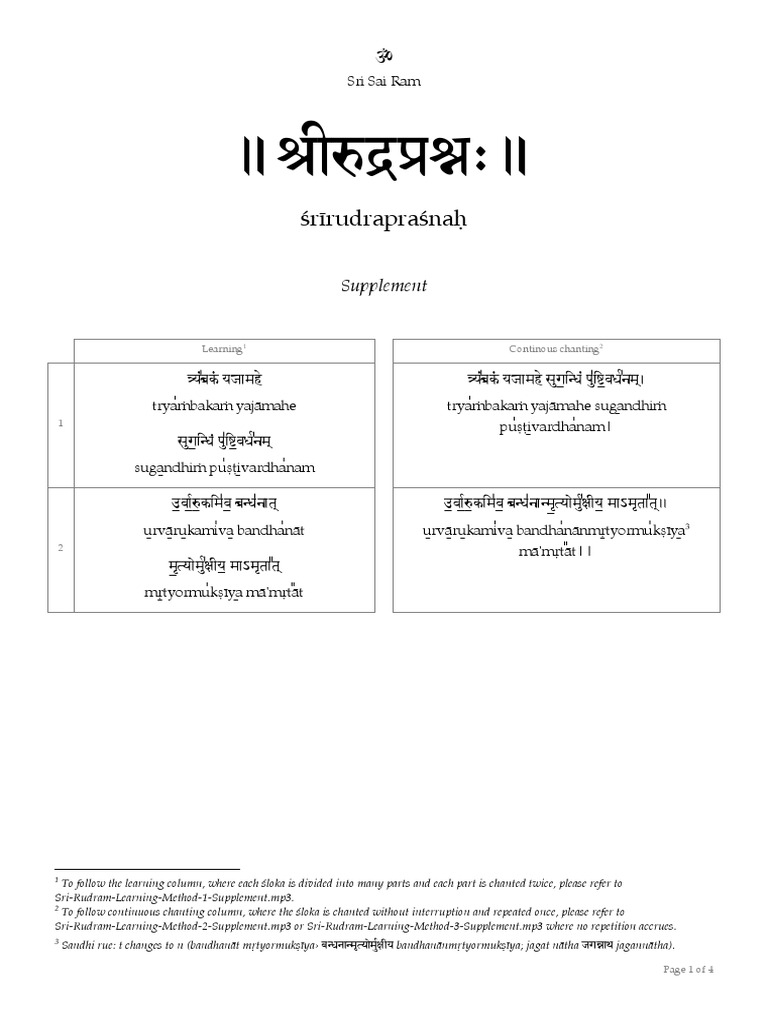 Sri Rudram Learning Module Guide | PDF | Notation | Hindu Texts
