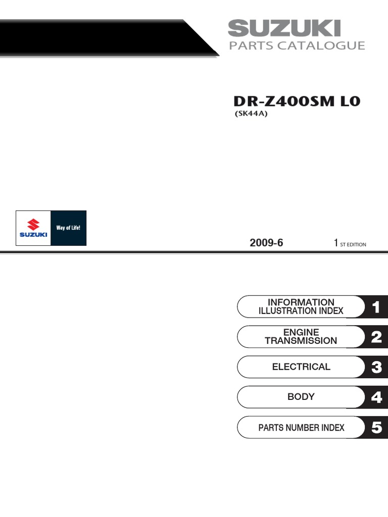 DR-Z400SM Parts Catalogue 2009 | PDF | Propulsion | Rotating Machines