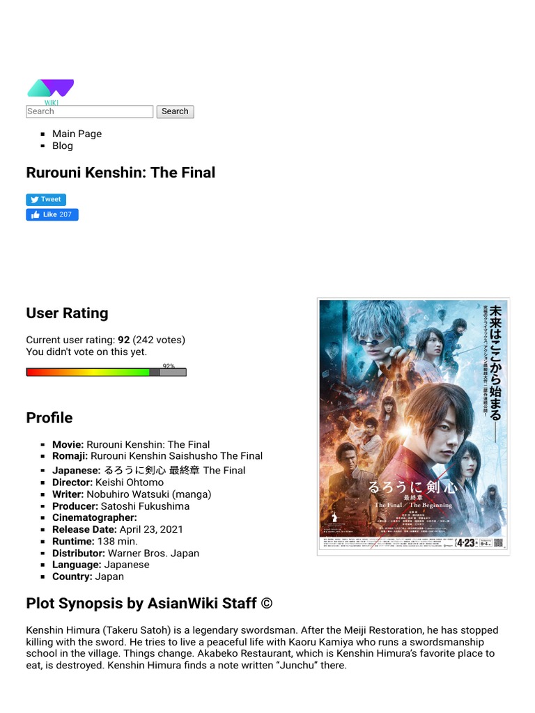 Rurouni Kenshin: The Final - Wikipedia