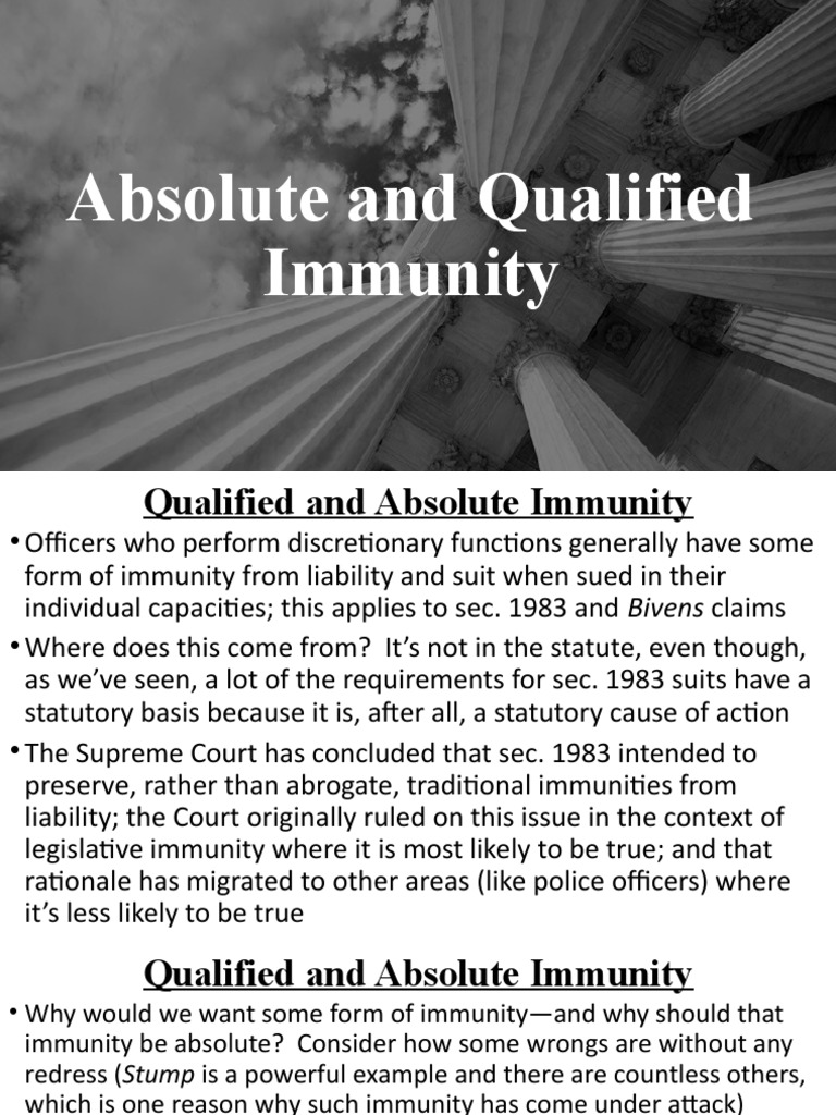 Absolute and Qualified Immunity PDF Qualified Immunity Fourth