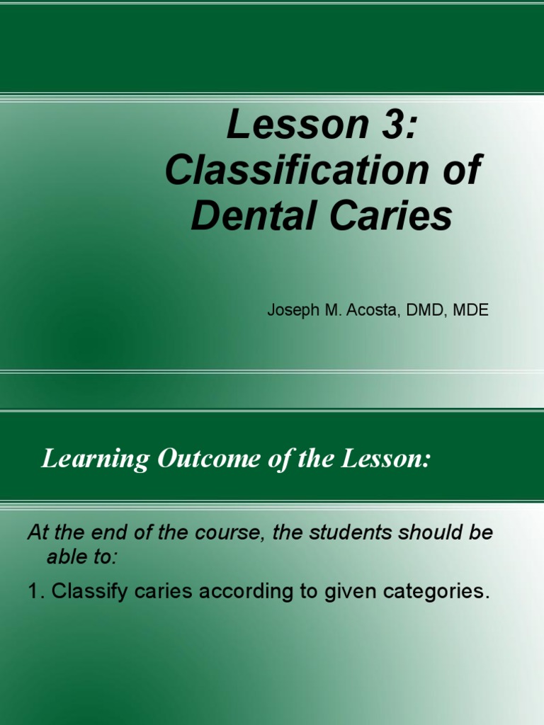 Classification of Dental Caries PDF Tooth Enamel Tooth