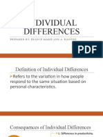 Individual Differences: Prepared By: France Marie Ann A. Raguini