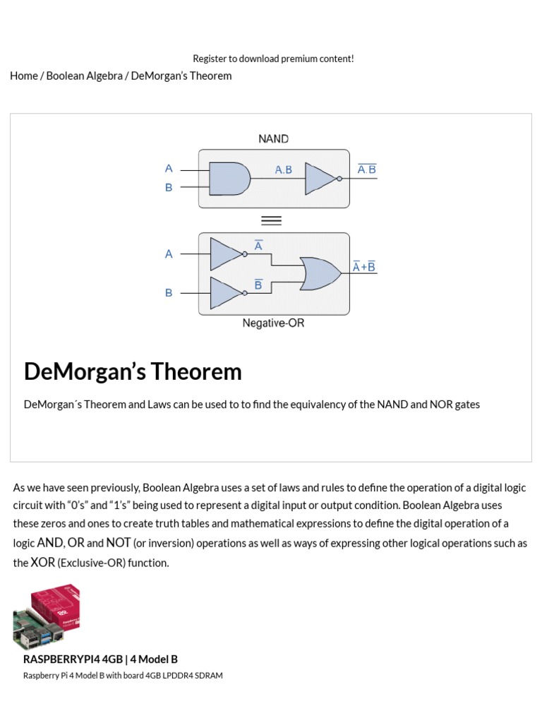 Theorem and Laws PDF Logic Gate Boolean Algebra