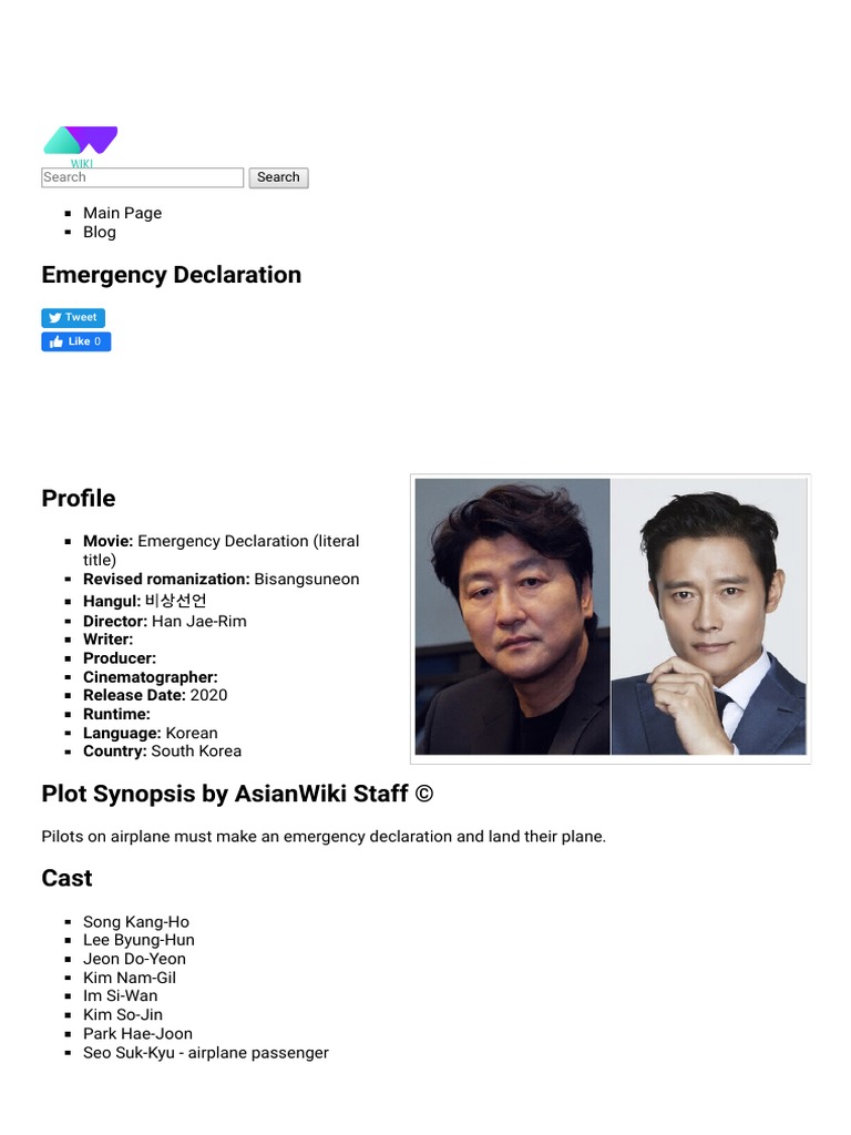 Emergency Declaration Movie Overview | PDF | Male Actors | Entertainers