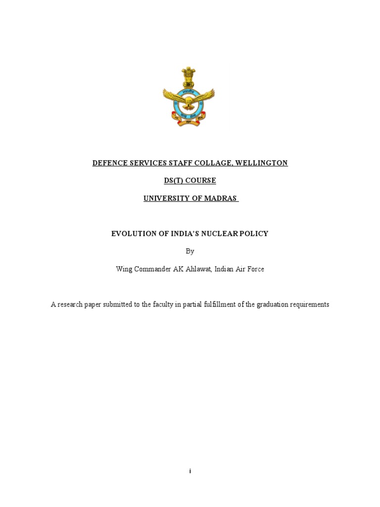 Evolution of India's NP | PDF | Nuclear Proliferation | Treaty On The ...