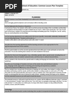 common lesson plan