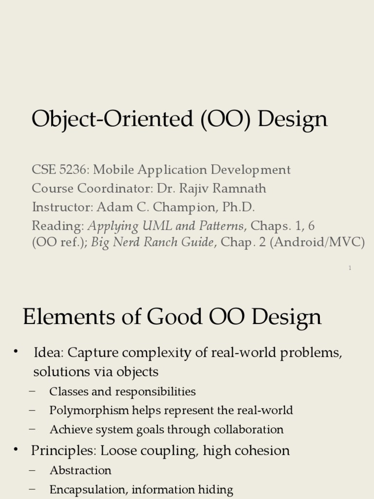 Object-Oriented (OO) Design | PDF | Object Oriented Programming | Class ...