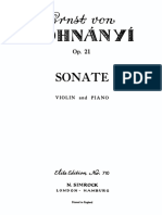Sonata op.21, para violín y piano, de Dohnany