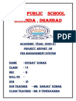 Dav Public School Kusunda, Dhanbad: ACADEMIC YEAR: 2020-21 Project Report On Fee Management System