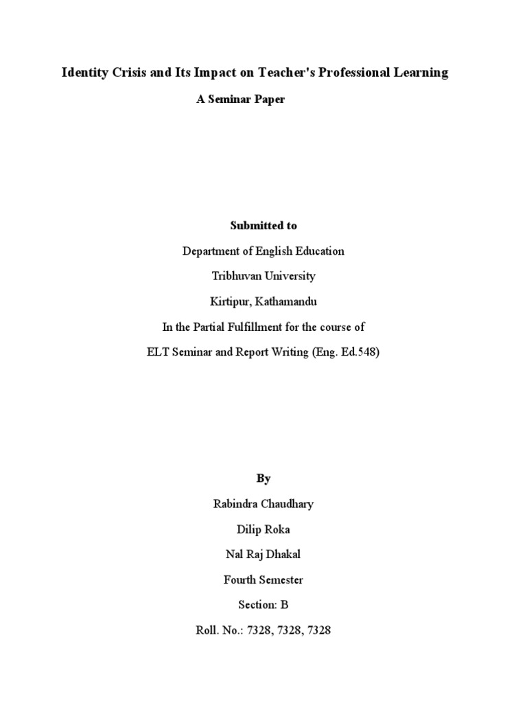 Identity Crisis and Its Impact On Teache1 | PDF | Identity (Social ...