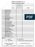 Preventive Maintenance Checklist for Hardrock Attachments Pvt. Ltd