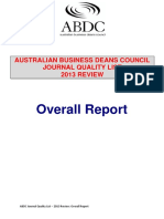 Overall Report: Australian Business Deans Council Journal Quality List 2013 REVIEW