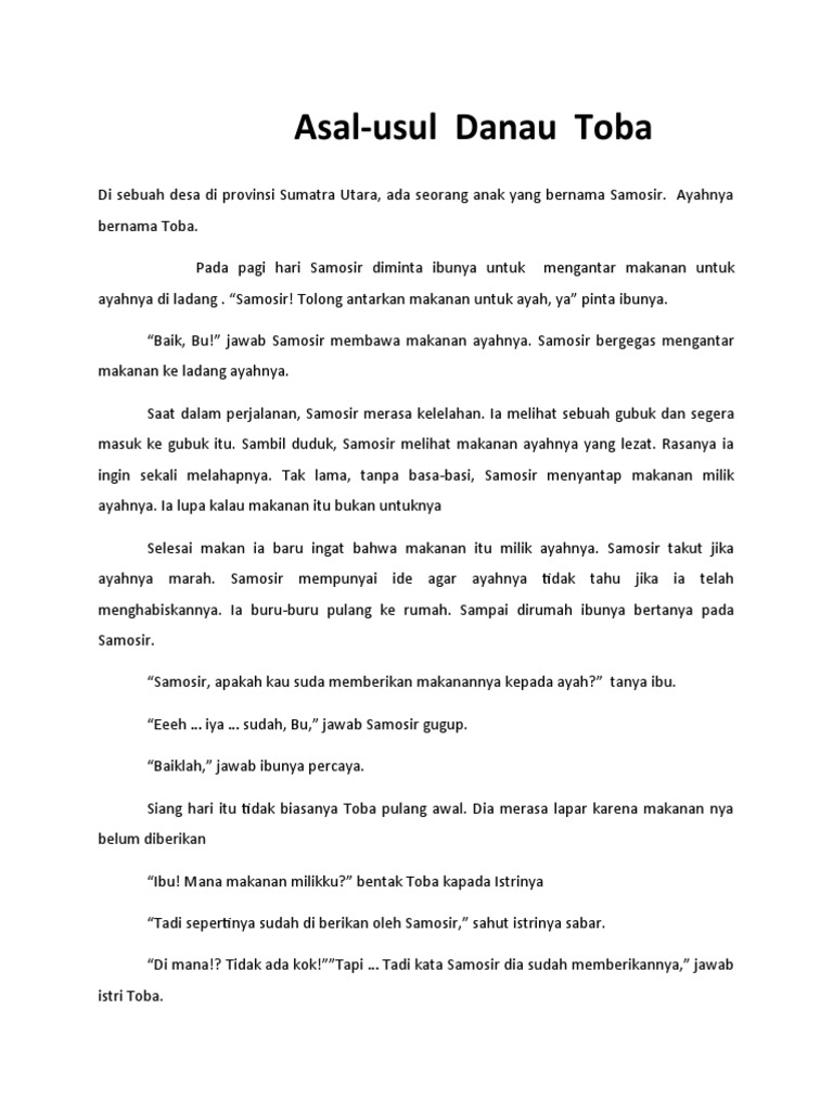 Asal Usul Danau Toba | PDF