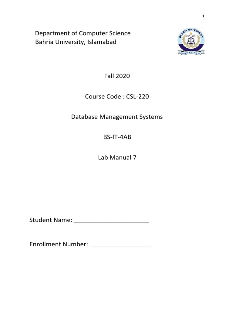 DBMS Lab 07 04112020 012905pm | PDF | Sql | Data Management Software