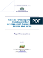Etude de L Encouragement Des Investissements Et de Developpement de Production de Legumes Sous Serres PDF